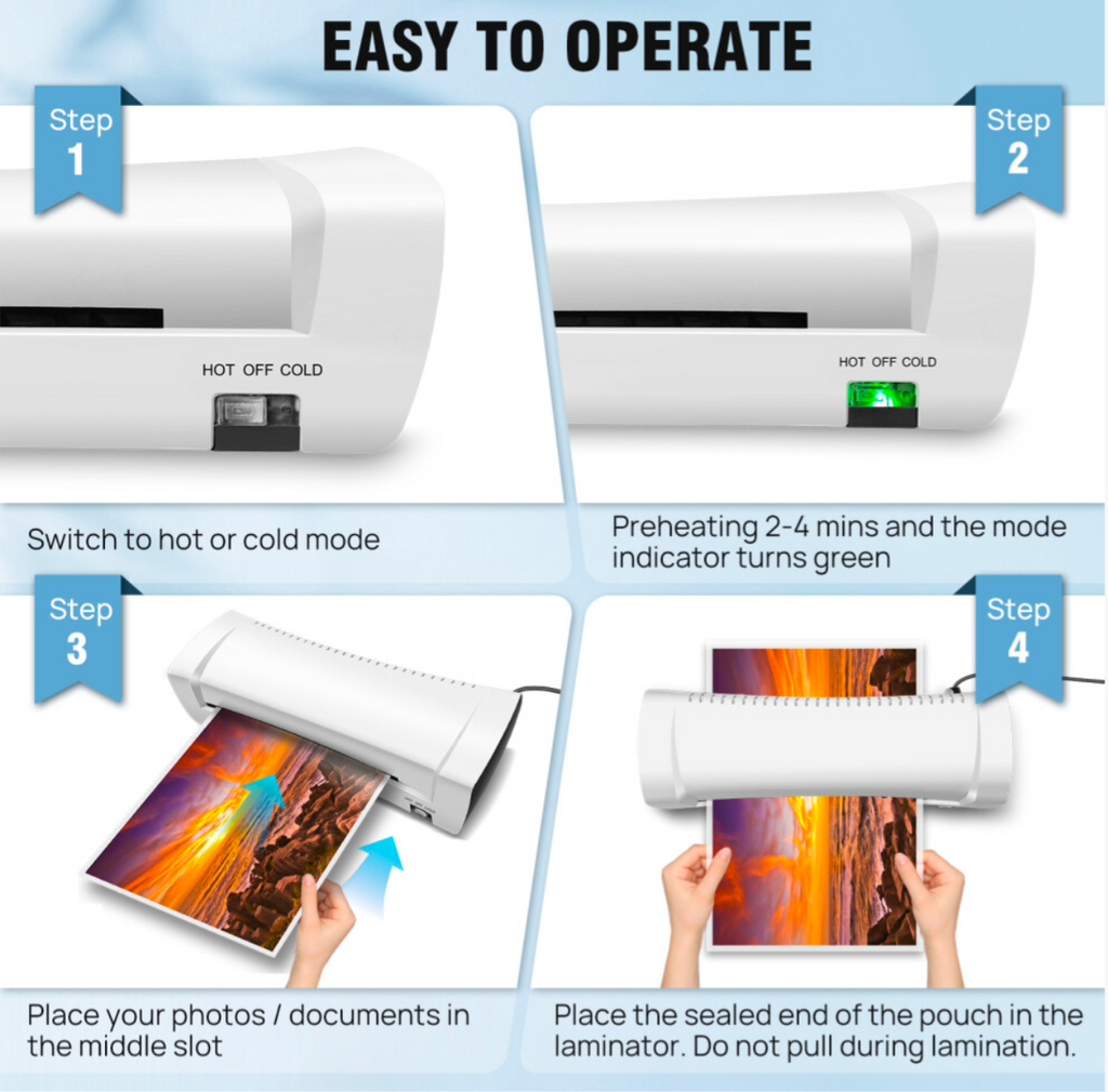 A4 Laminator Machine – Hot & Cold, Anti-Jam