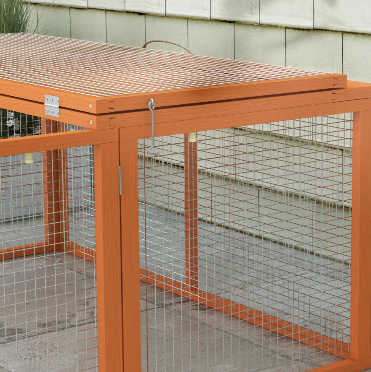 PawHut Wooden Rabbit Hutch & Folding Run – Openable Top