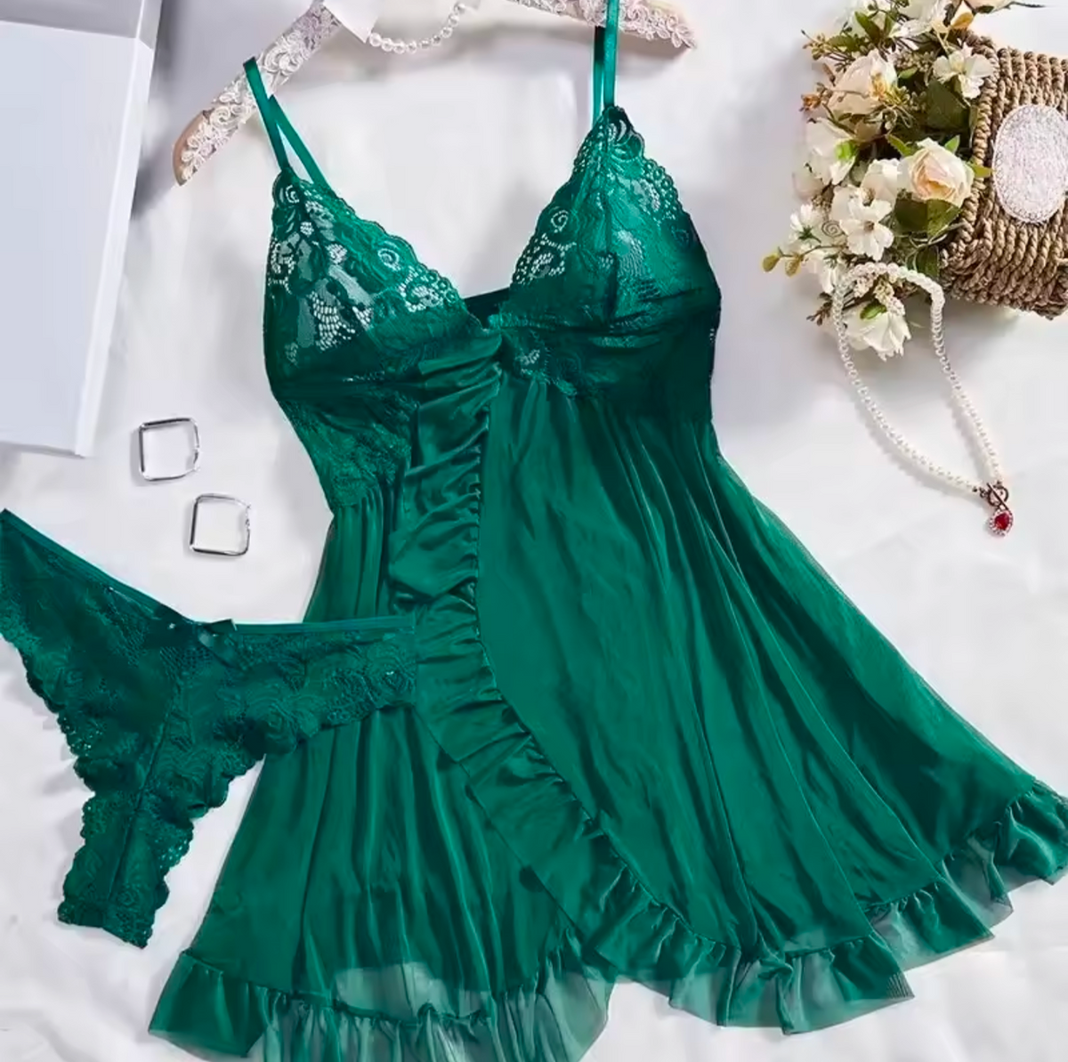 Lace Babydoll Lingerie Set