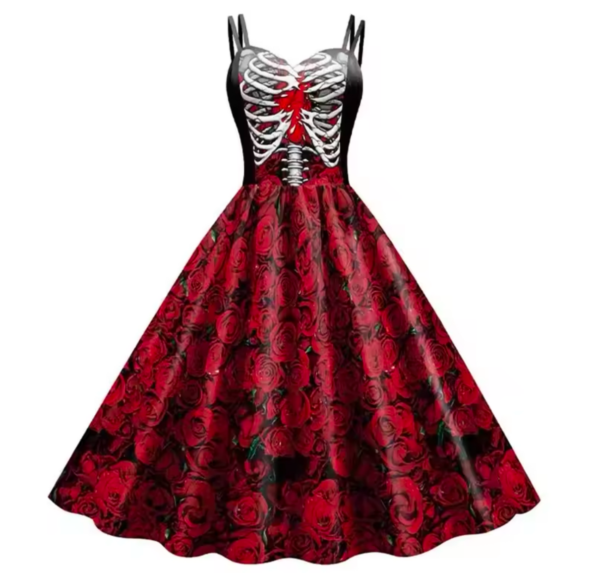 Halloween Skeleton Rose Gothic Dress