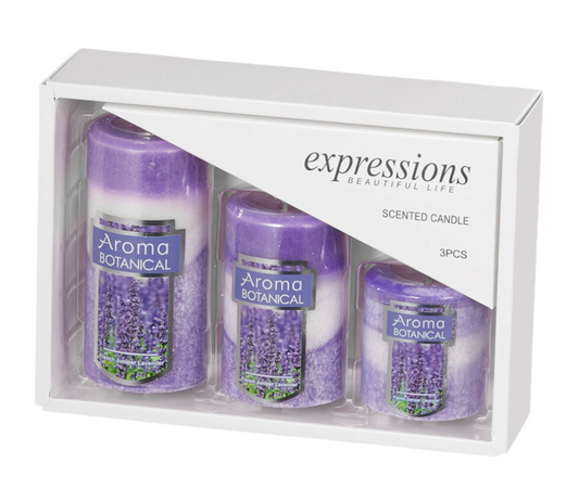 Lavender Blossom Scented Candle Set – 3 Piece