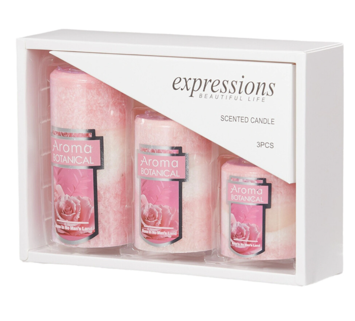 Rose Scented Candle Set – 3 Piece Aroma Botanical