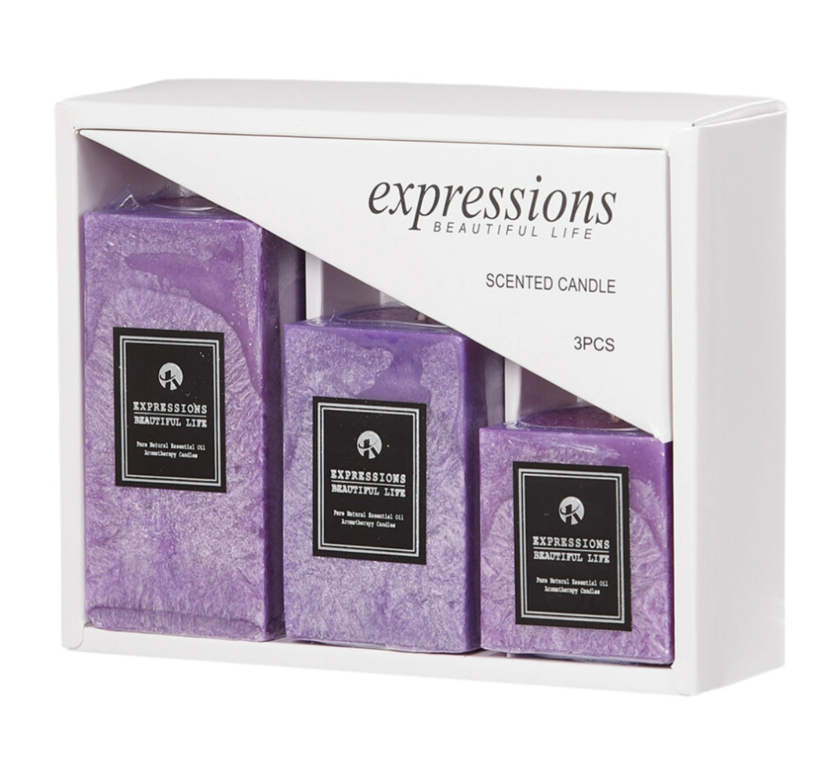 Purple Aromatherapy Lavender Scented Candle Set – 3 Piece