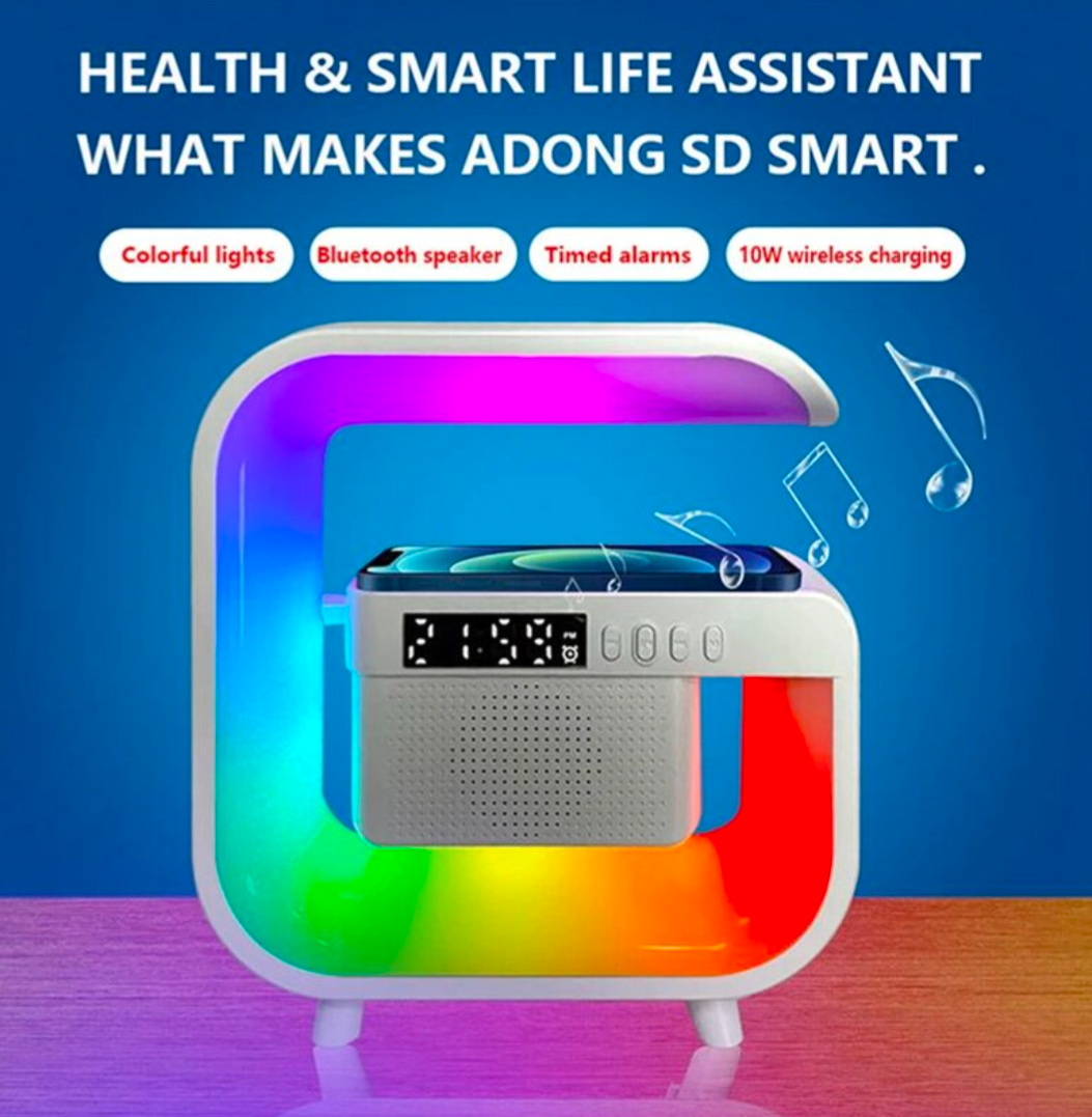 Smart LED Light & Sound Machine – Wireless Charging Alarm Clock with FM Radio