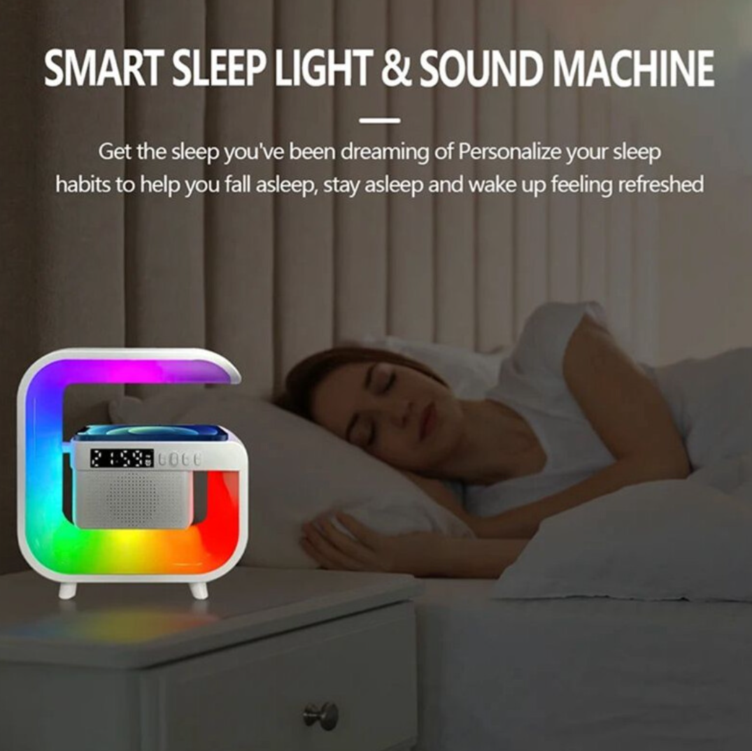 Smart LED Light & Sound Machine – Wireless Charging Alarm Clock with FM Radio