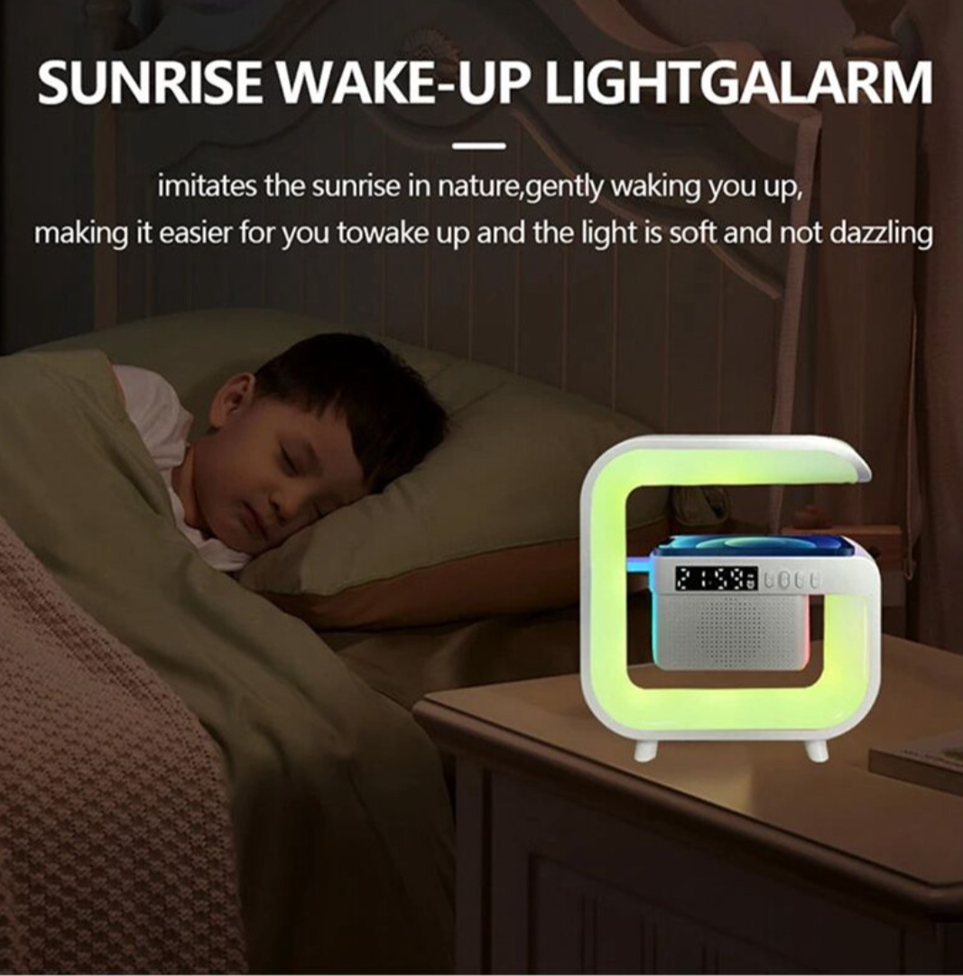 Smart LED Light & Sound Machine – Wireless Charging Alarm Clock with FM Radio