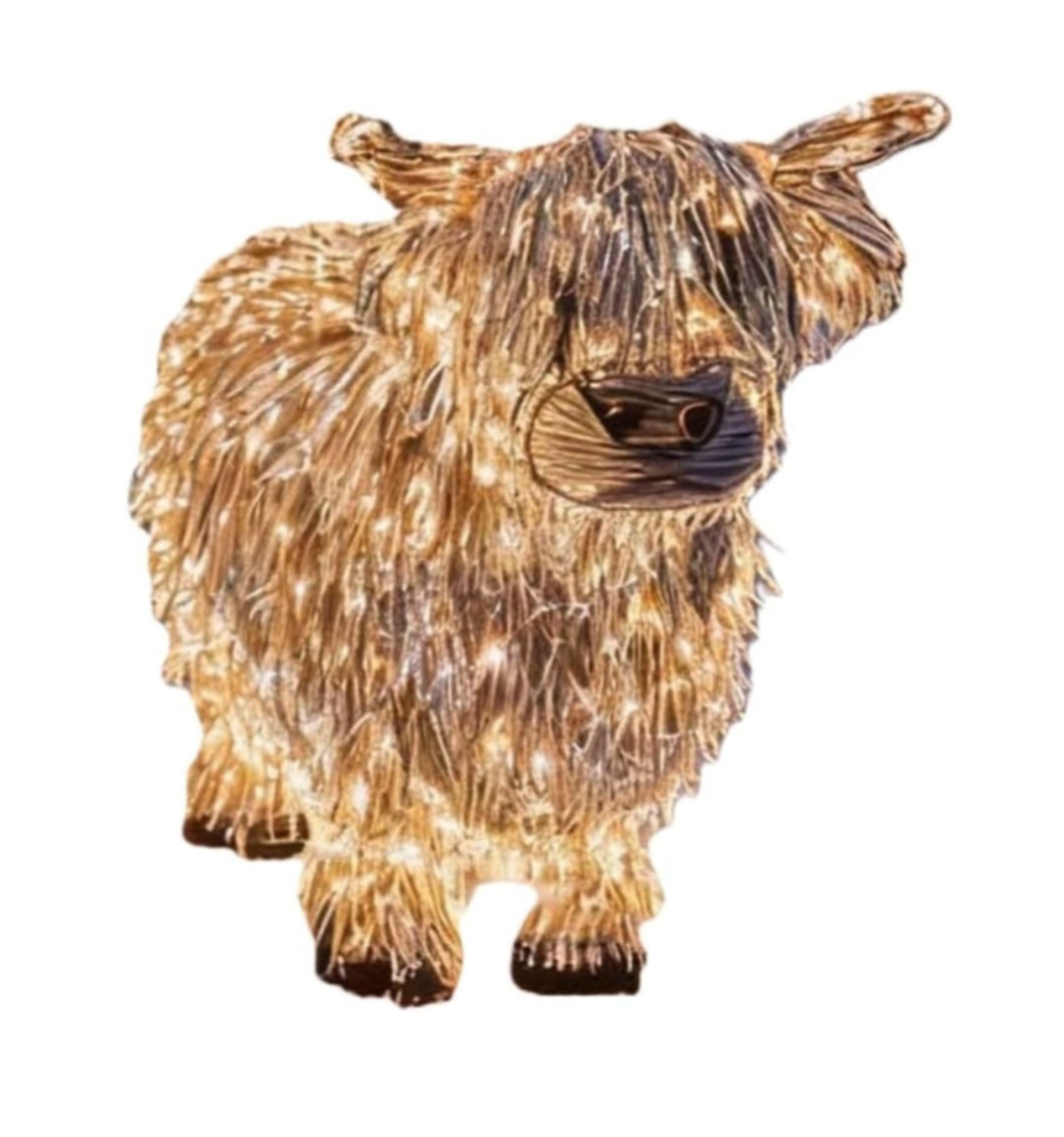 Lighted Highland Cow Christmas Decoration