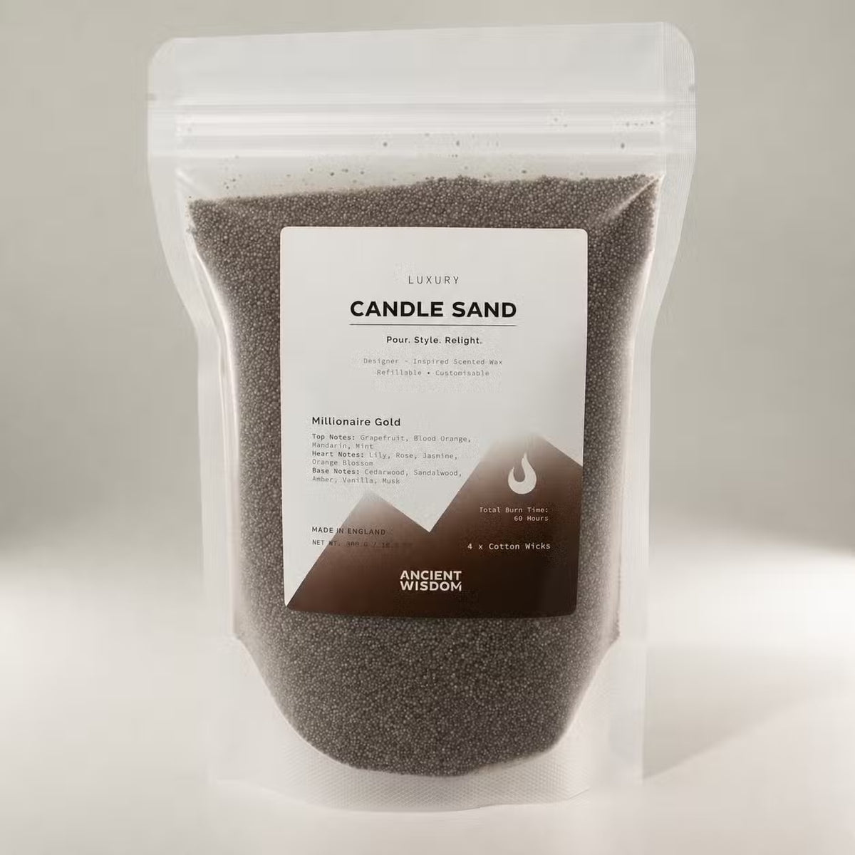 Fragranced Candle Sand - Chocolate Brown - Millionaire Gold - 300g