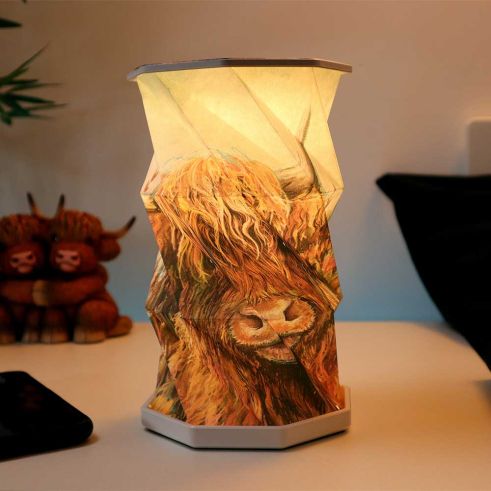 Highland Cow Foldable Lamp Rechargeable USB Powered 21cm Lamp
