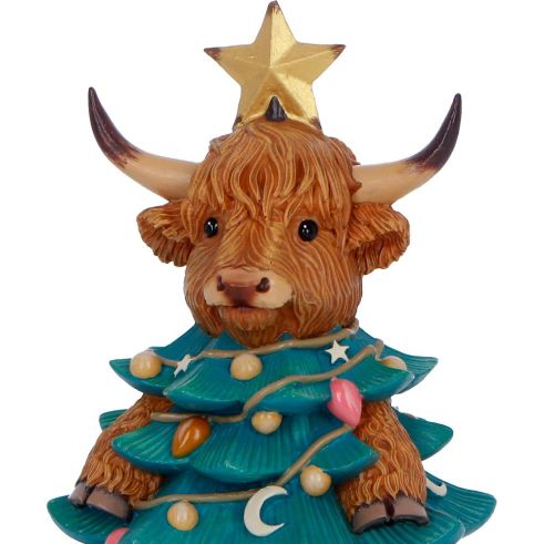Winter Highland Cow Christmas Tree 13.5cm