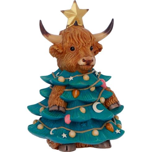 Winter Highland Cow Christmas Tree 13.5cm