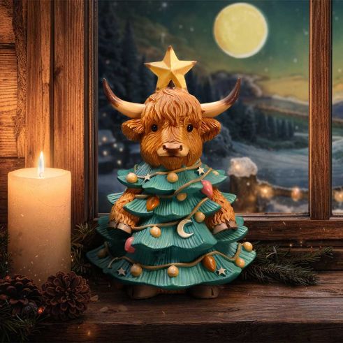 Winter Highland Cow Christmas Tree 13.5cm
