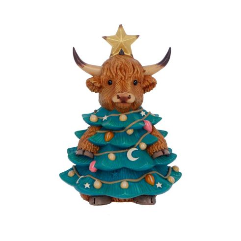 Winter Highland Cow Christmas Tree 13.5cm