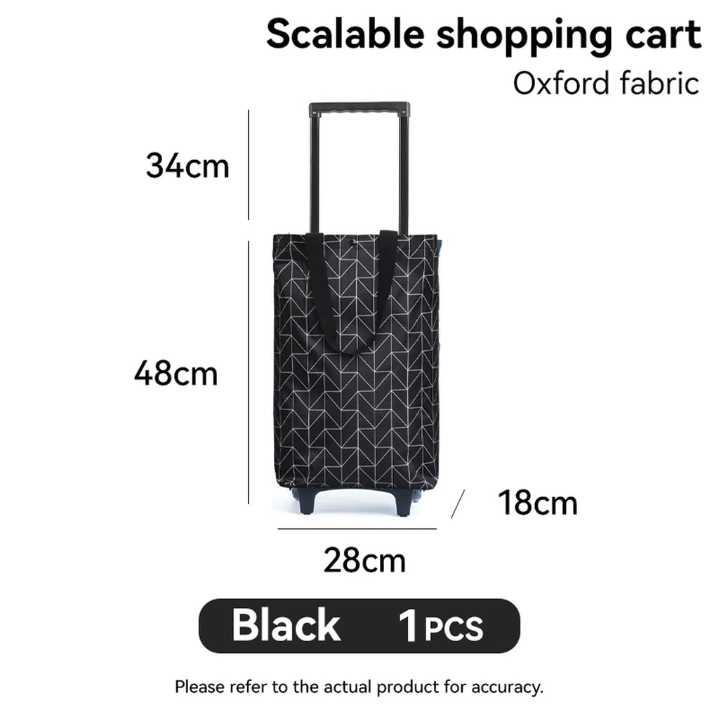 Portable Lightweight Pull Rod Trolley - Foldable - Black
