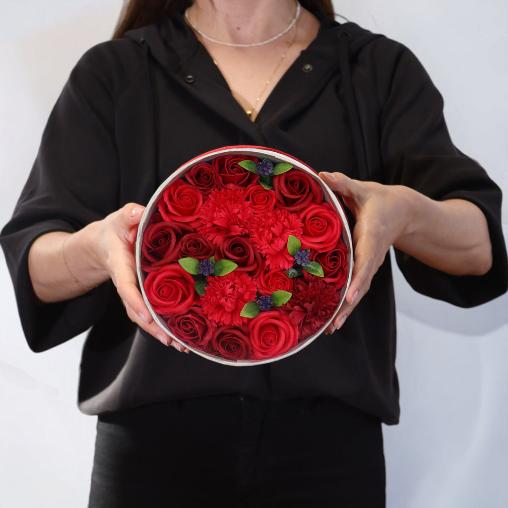 Round Box - Classic Red Roses Soap Flower Gift Boxes