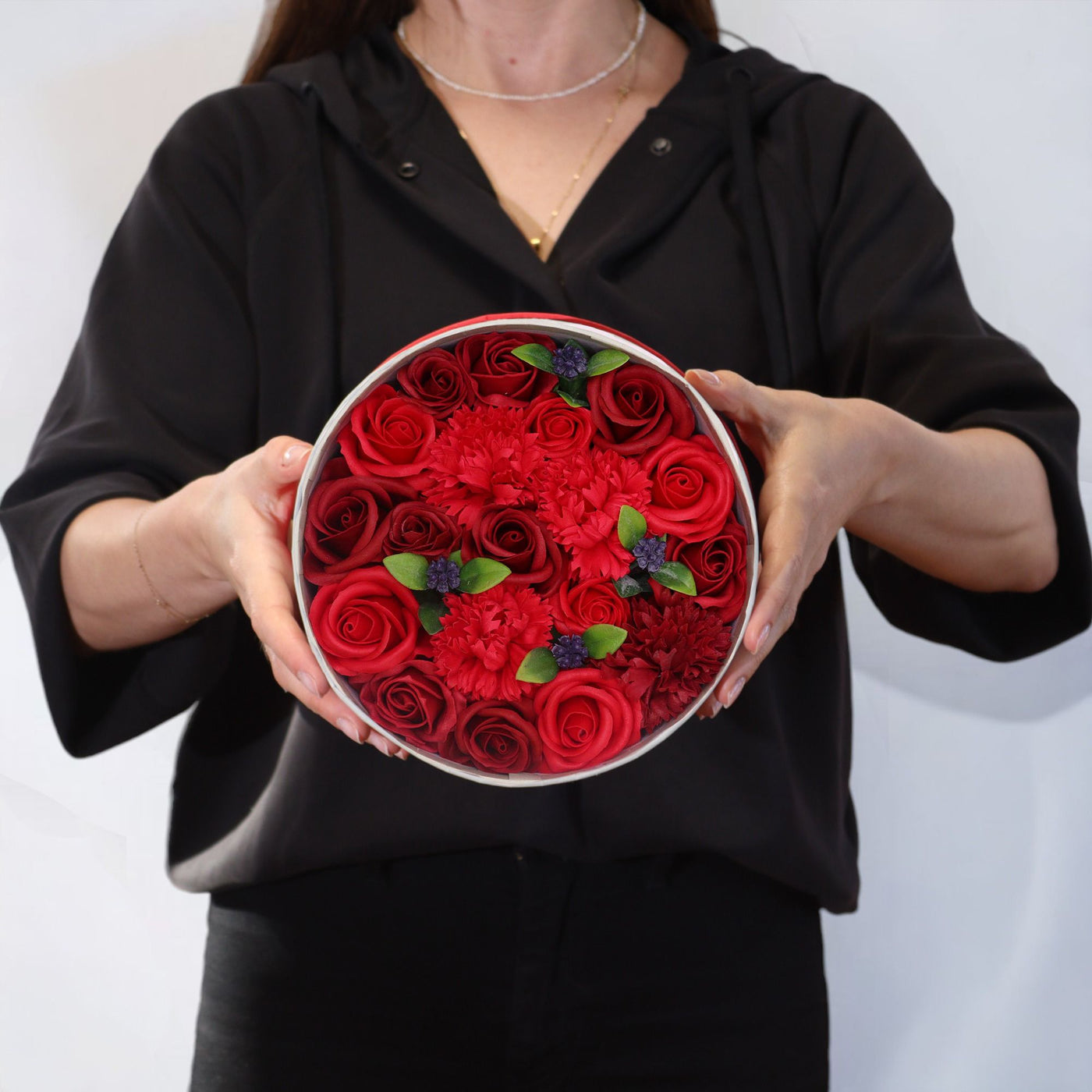 Round Box - Classic Red Roses Soap Flower Gift Boxes