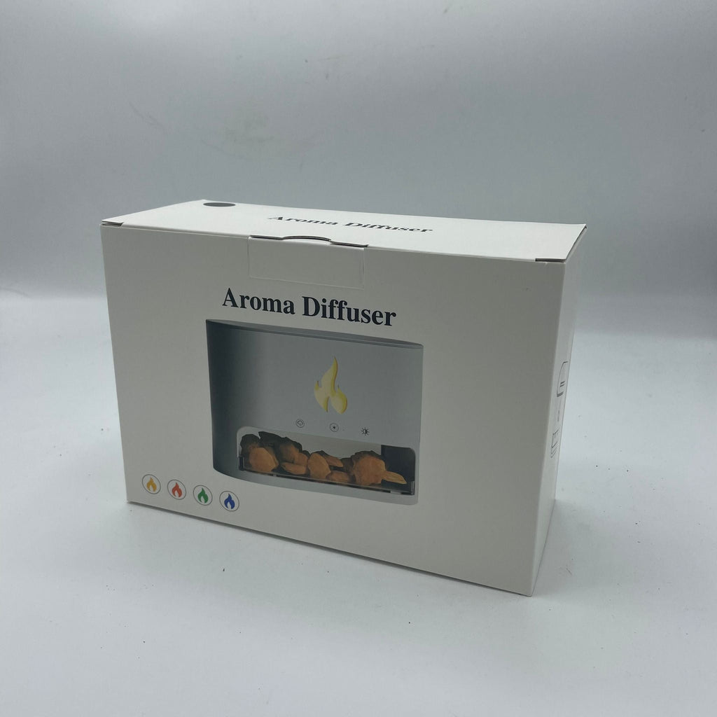 White Blaze Aroma Diffuser - Himalayan Salt Chamber - USB-C - Flame Effect (Salt included) Aroma Diffusers