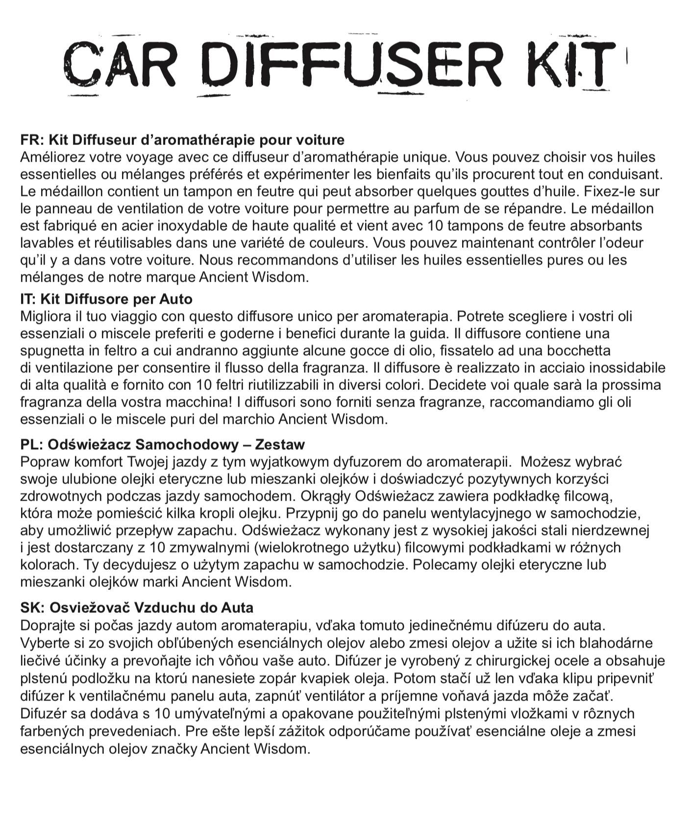 Car Diffuser Kit - Dragonfly - 30mm Aromatherapy Car Diffuser Kit