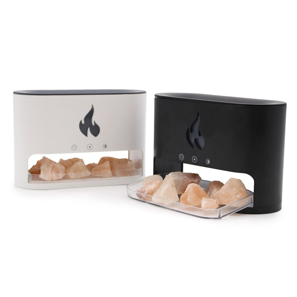 White Blaze Aroma Diffuser - Himalayan Salt Chamber - USB-C - Flame Effect (Salt included) Aroma Diffusers