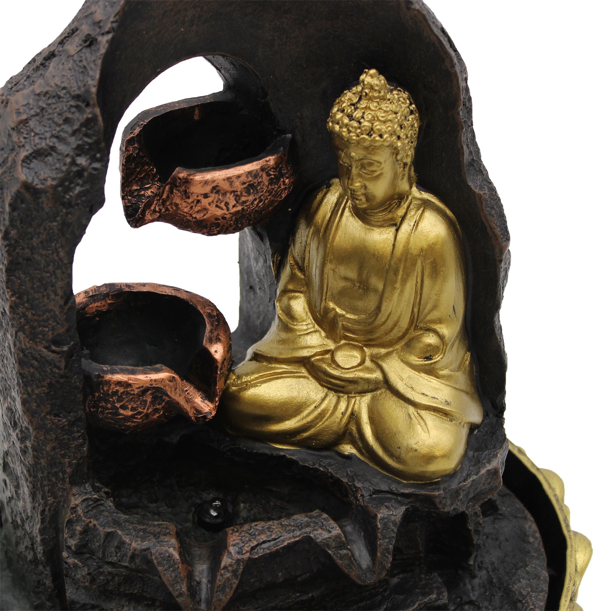 Tabletop Water Feature - 30cm - Golden Meditating Buddha Tabletop Water Features