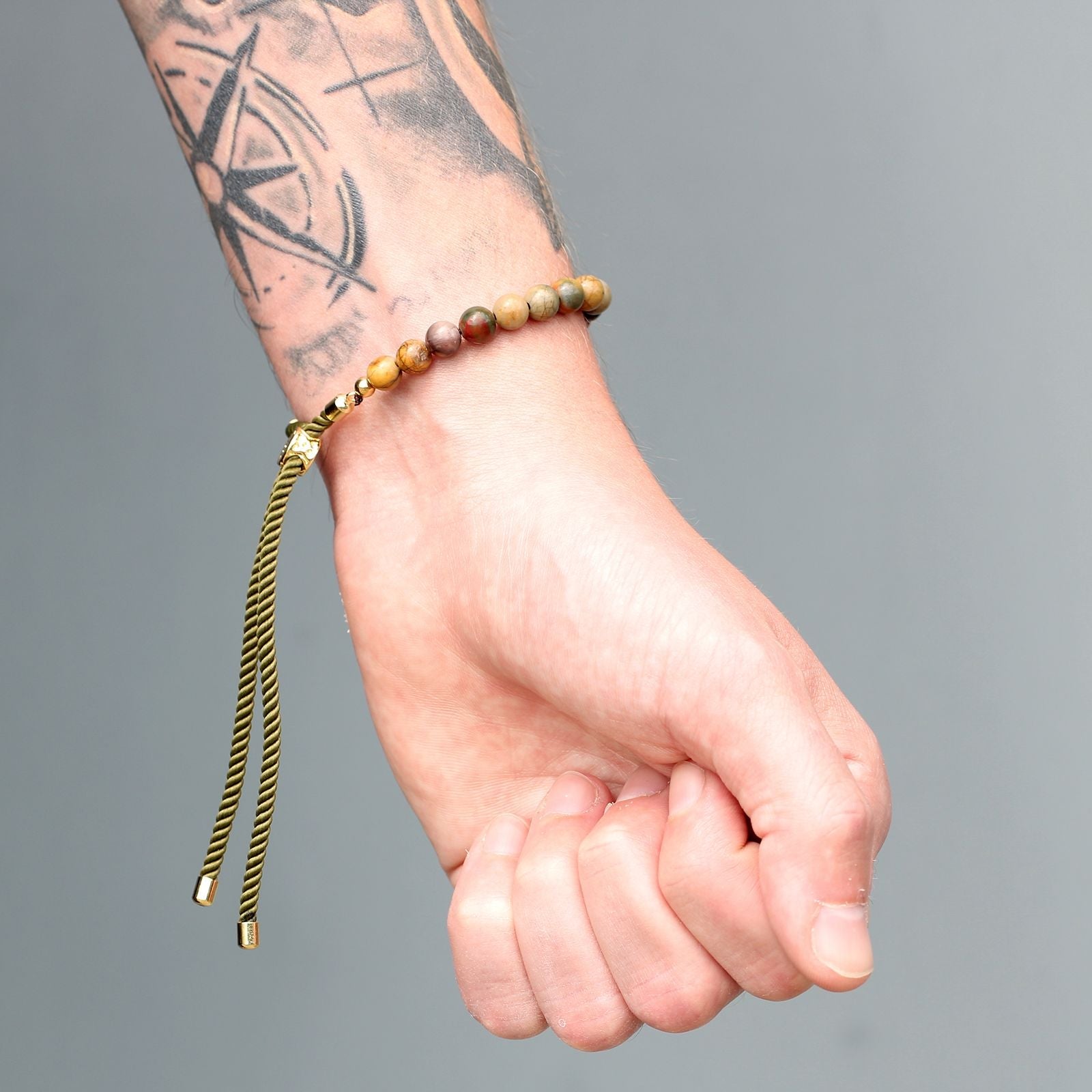 18K Gold Plated Gemstone Black String Bracelet - Tiger Eye Gemstones String Bracelets