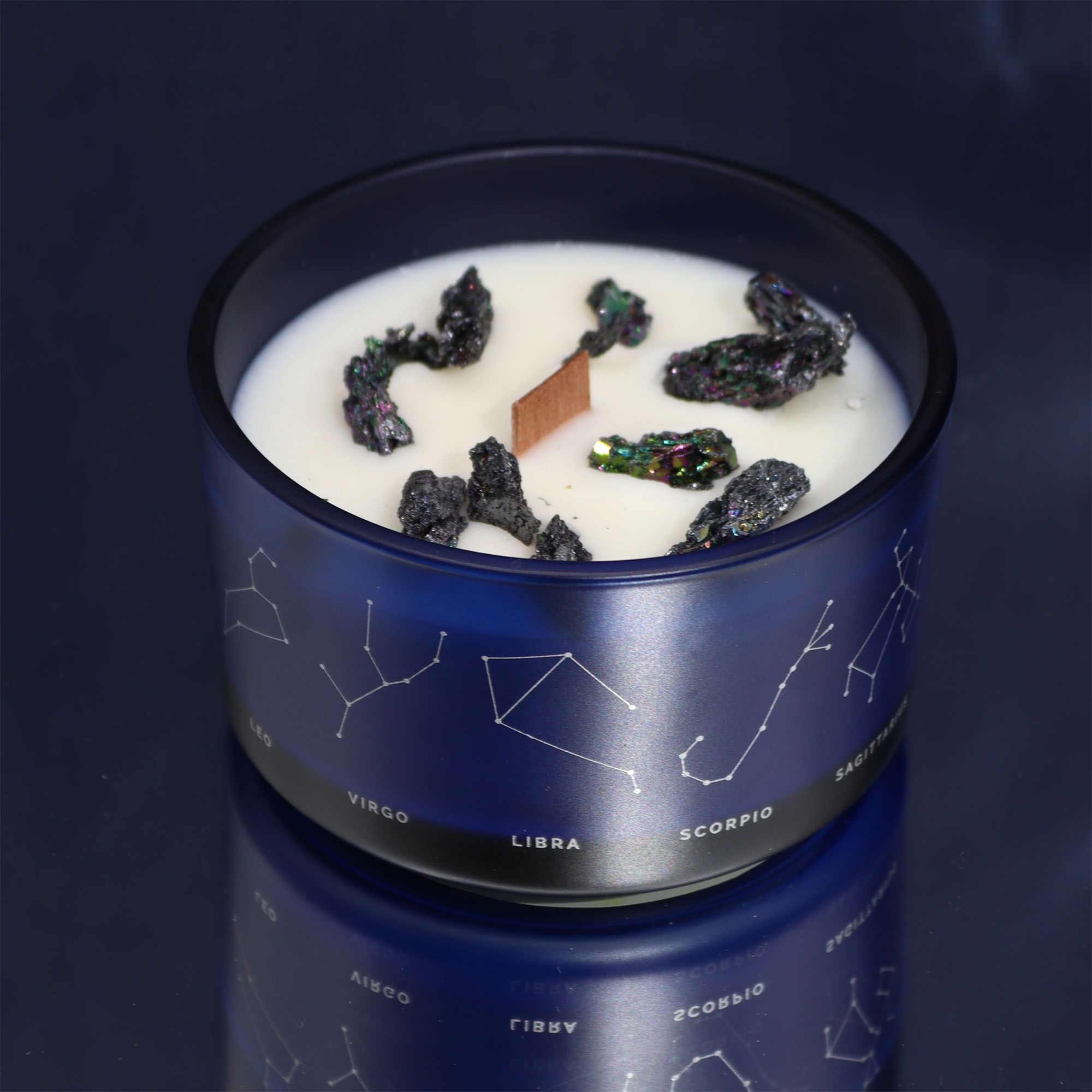 Zodiac Crystal Candle with Gemstone Bracelet - Aquarius Zodiac Crystal Candles with Gemstone Bracelet
