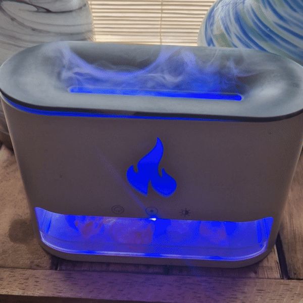 White Blaze Aroma Diffuser - Himalayan Salt Chamber - USB-C - Flame Effect (Salt included) Aroma Diffusers