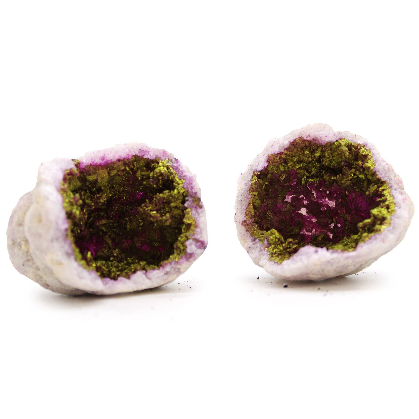 Coloured Calsite Geodes - Natural Rock - Pink & Gold Coloured Calcite Geodes