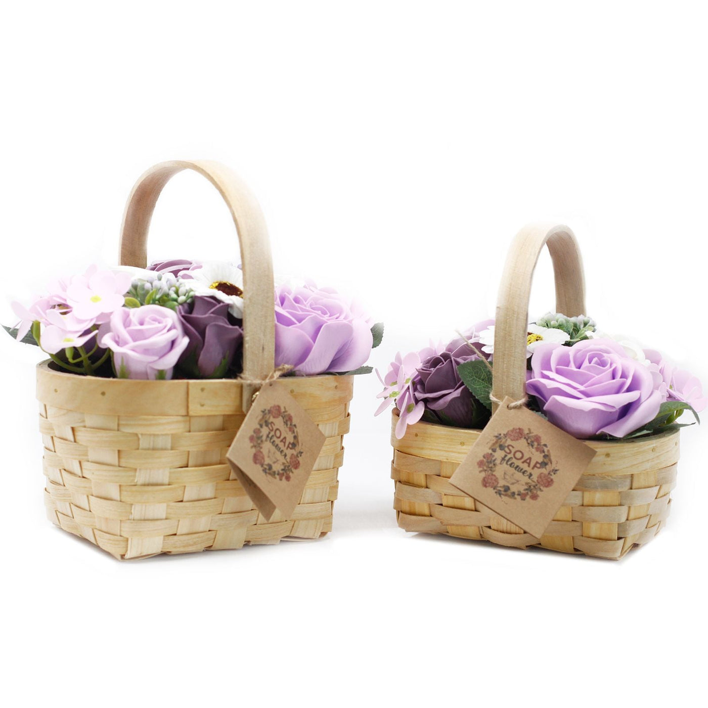 Medium Lilac Bouquet in Wicker Basket Soap Flower Bouquets