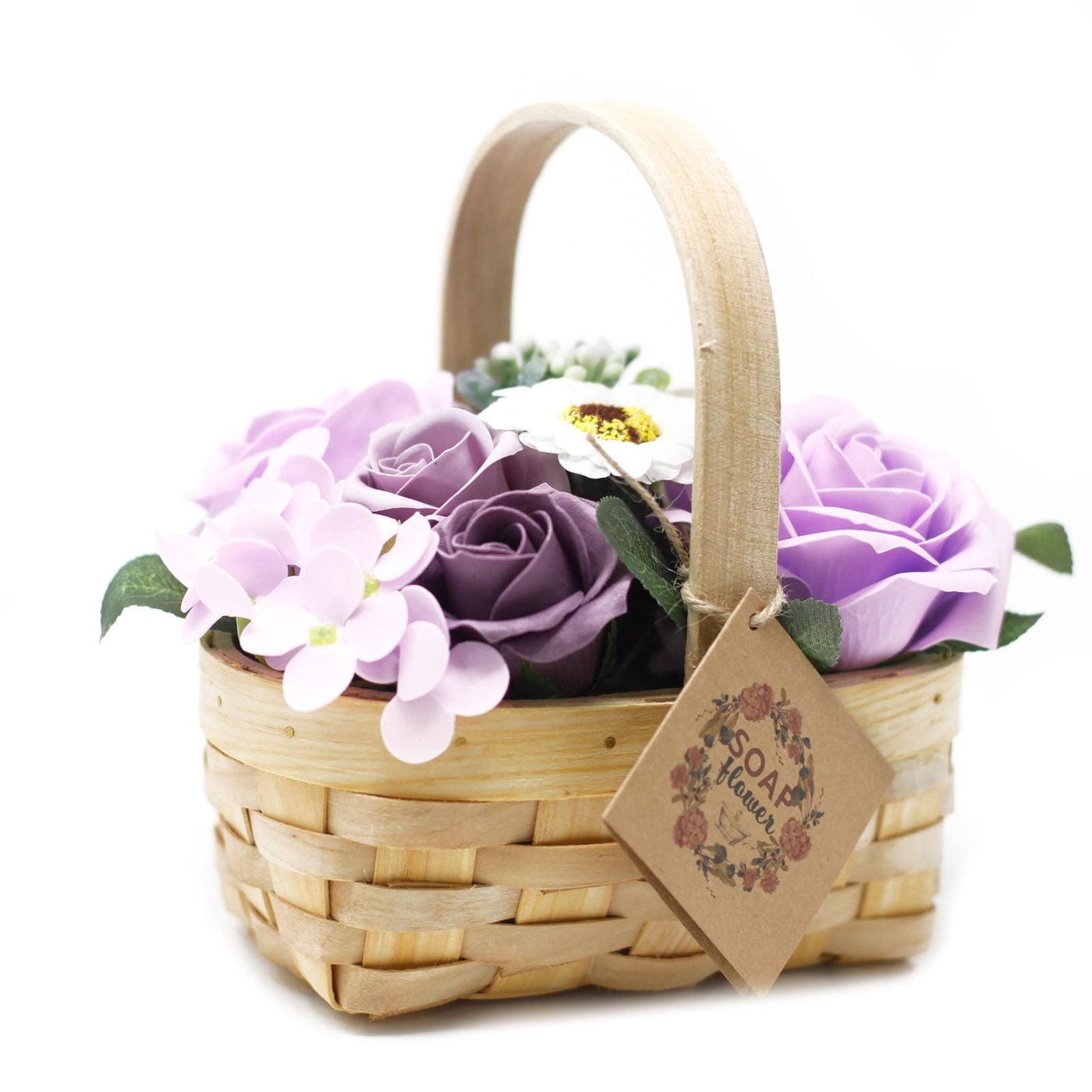Medium Lilac Bouquet in Wicker Basket Soap Flower Bouquets