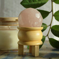 Gemstone Faceted Healing Ball & Stand - Rose Quartz Gemstone Faceted Healing Balls & Stand