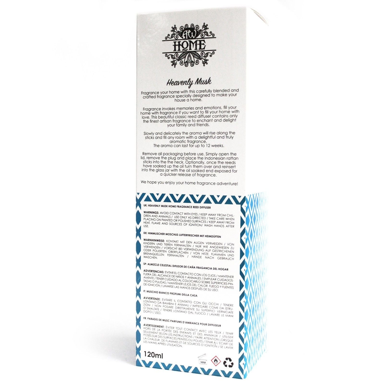 120ml Reed Diffuser - Heavenly Musk Home Fragrance Reed Diffusers - 120ml