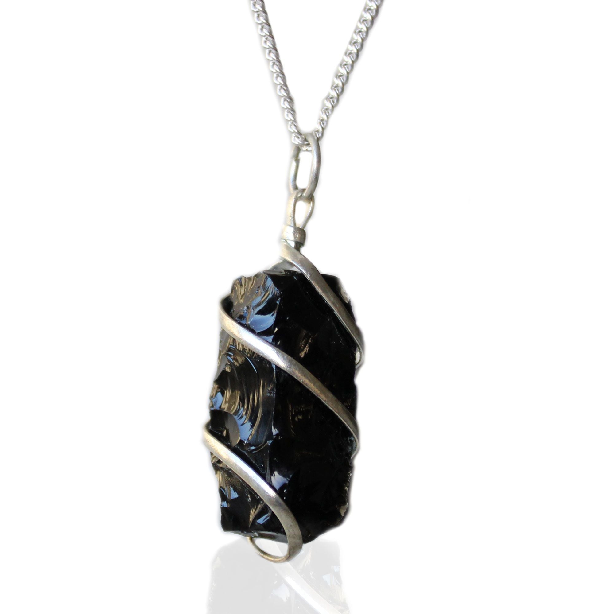 Cascade Wrapped Gemstone Necklace - Rough Black Onyx - Truly Yours