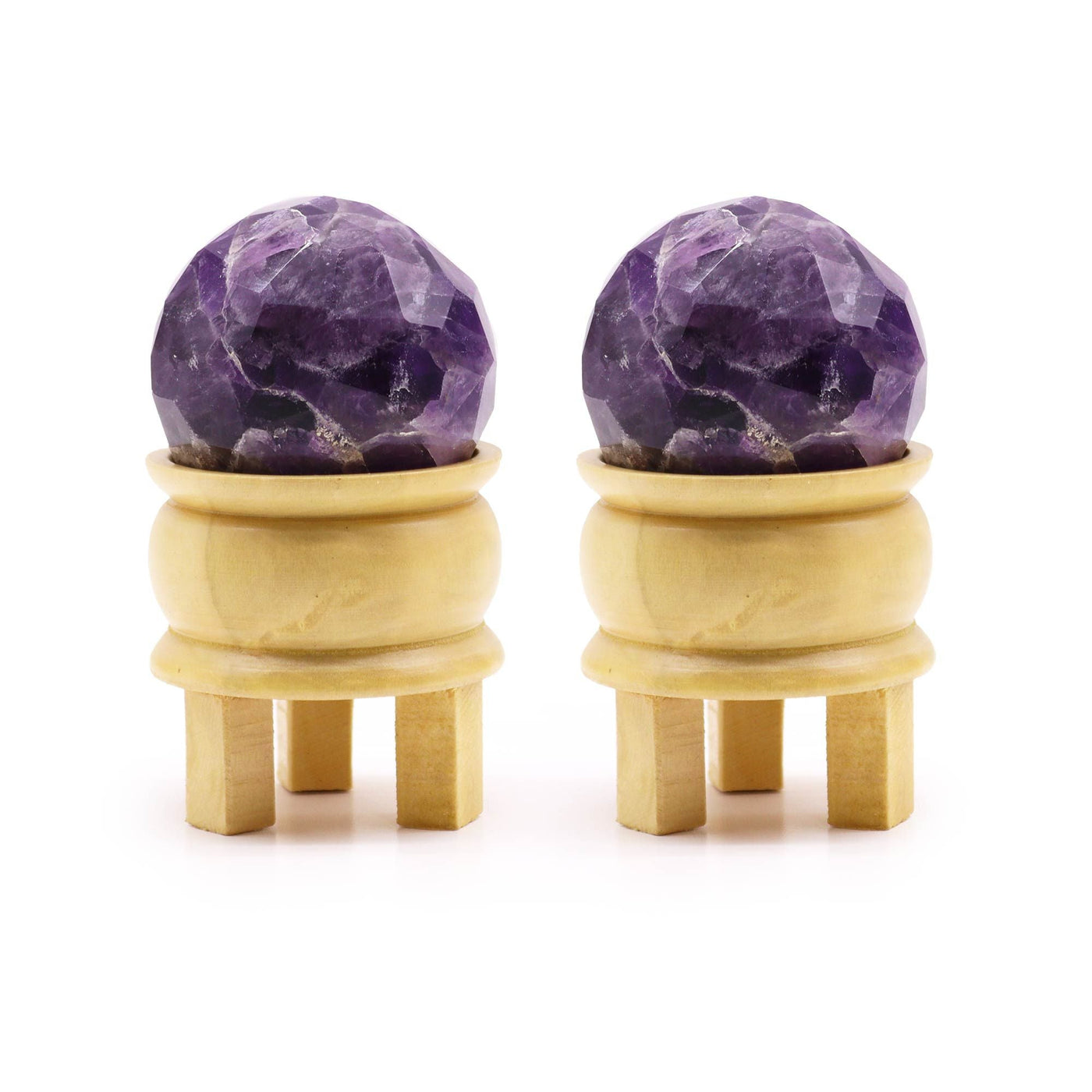 Gemstone Faceted Healing Ball & Stand - Amethyst Gemstone Faceted Healing Balls & Stand