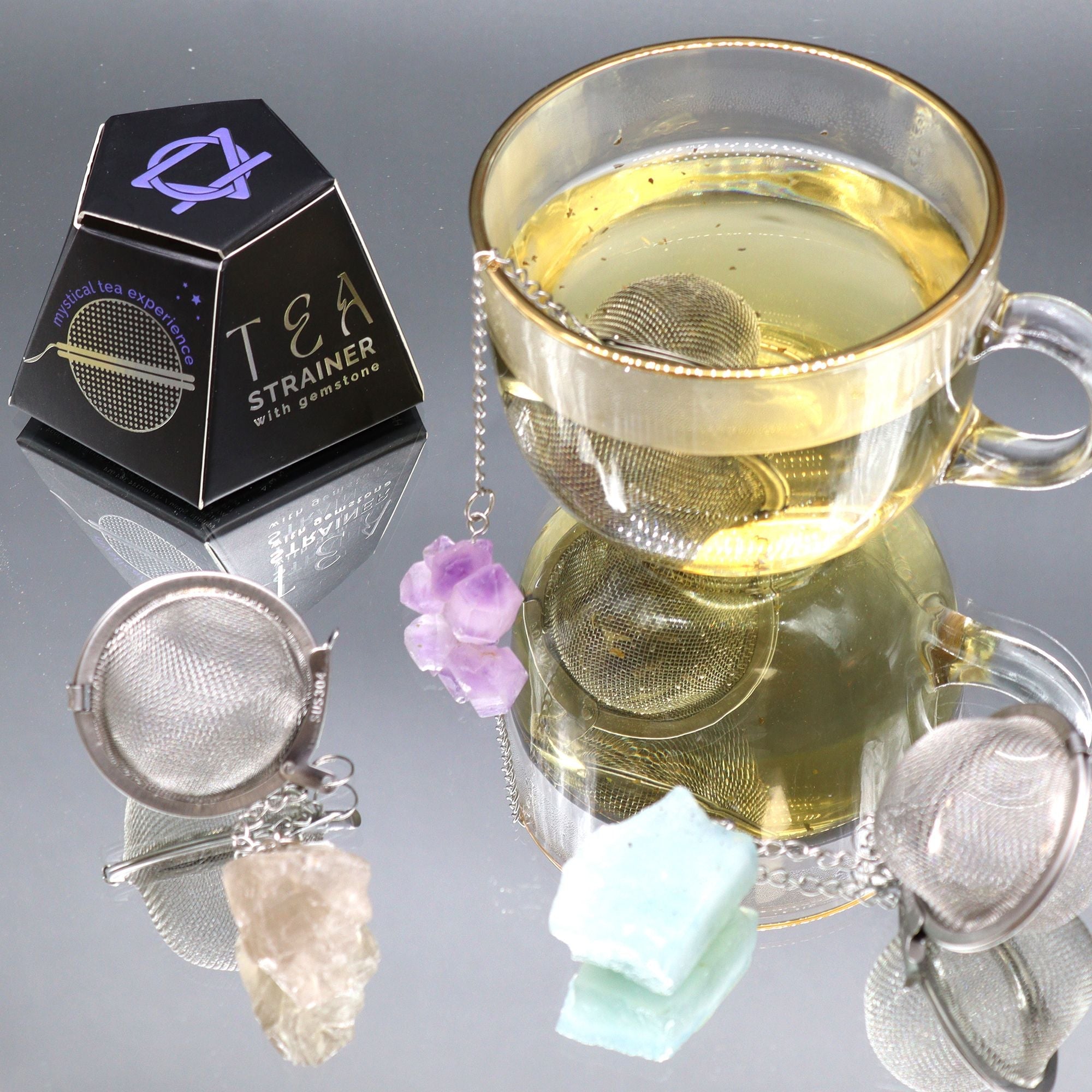Raw Crystal Gemstone Tea Strainer - Gold Tigers Eye Raw Crystal Gemstone Tea Strainer