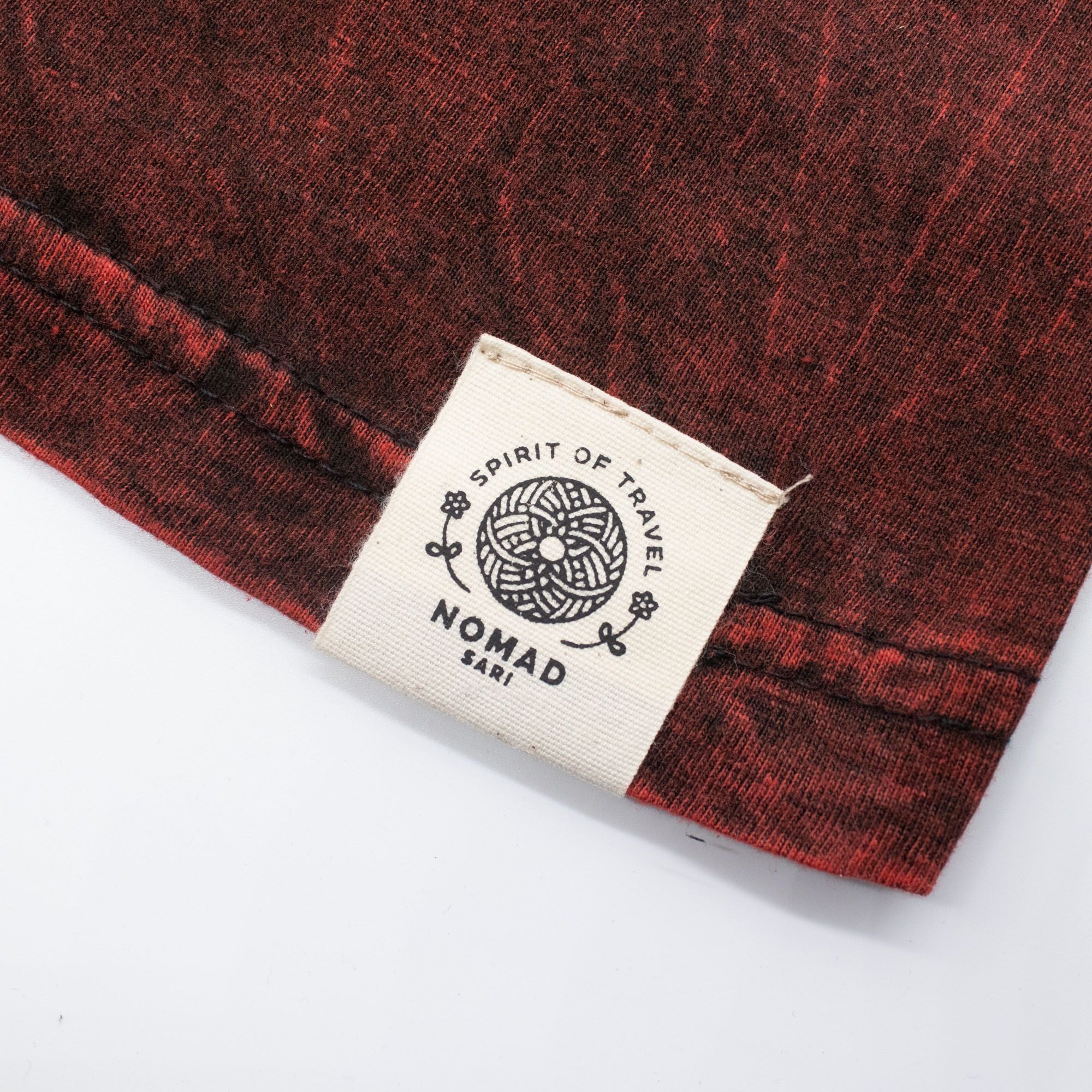 Nomad Sari Stonewashed Cotton T-Shirt - Dragon Mandala - Maroon - Unisex - Truly Yours