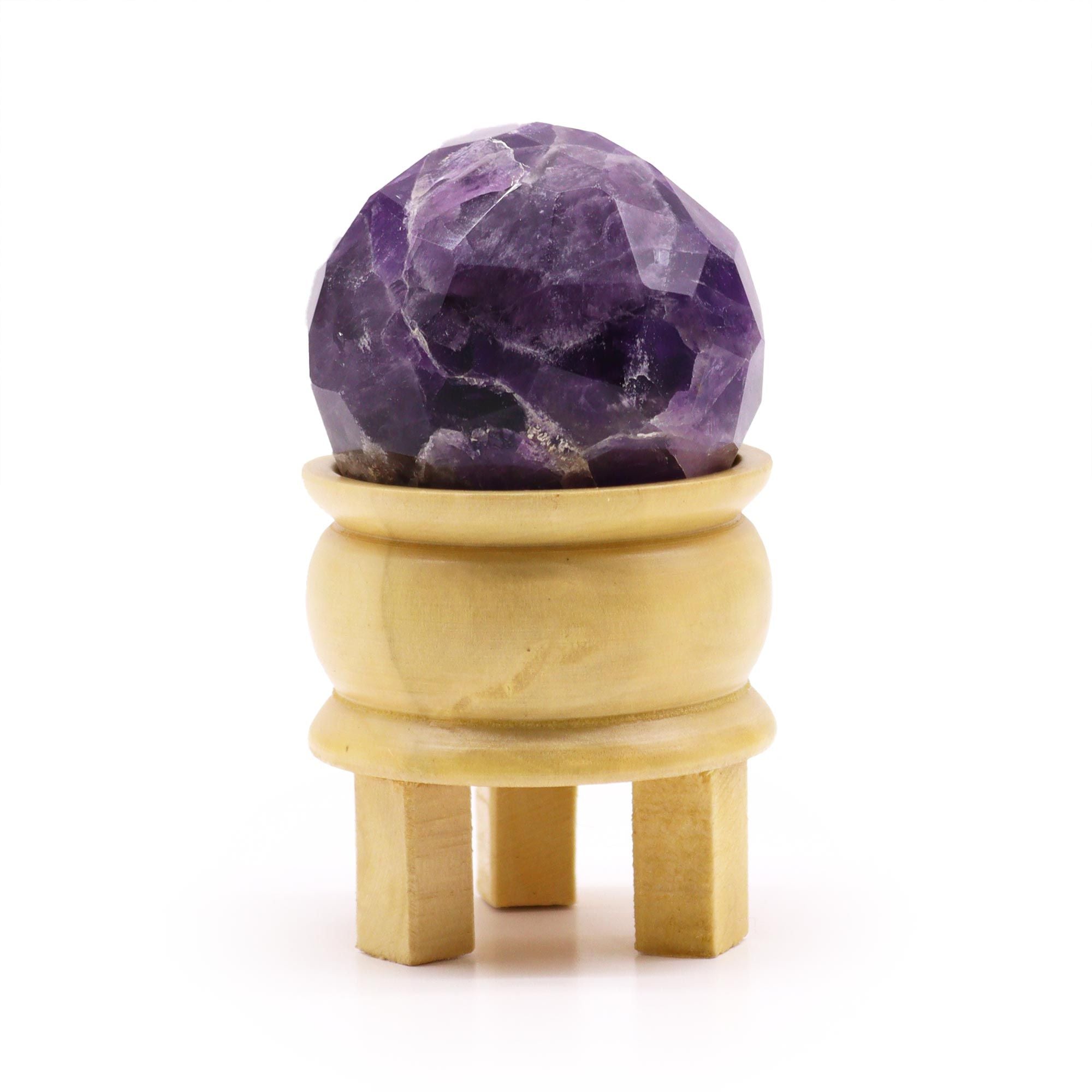 Gemstone Faceted Healing Ball & Stand - Amethyst Gemstone Faceted Healing Balls & Stand