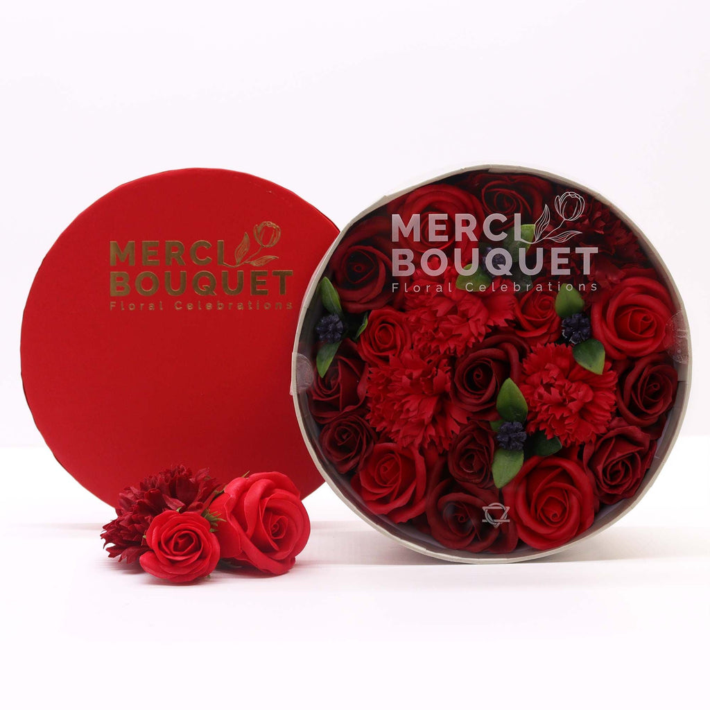 Round Box - Classic Red Roses Soap Flower Gift Boxes