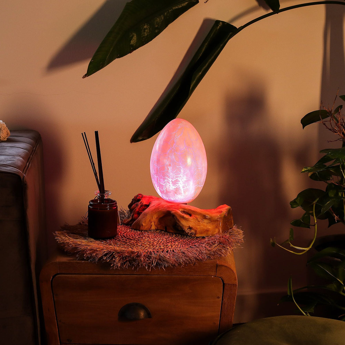 DriftGlow Lamp Crackle Fire Egg Shade - Orange DriftGlow Lamps