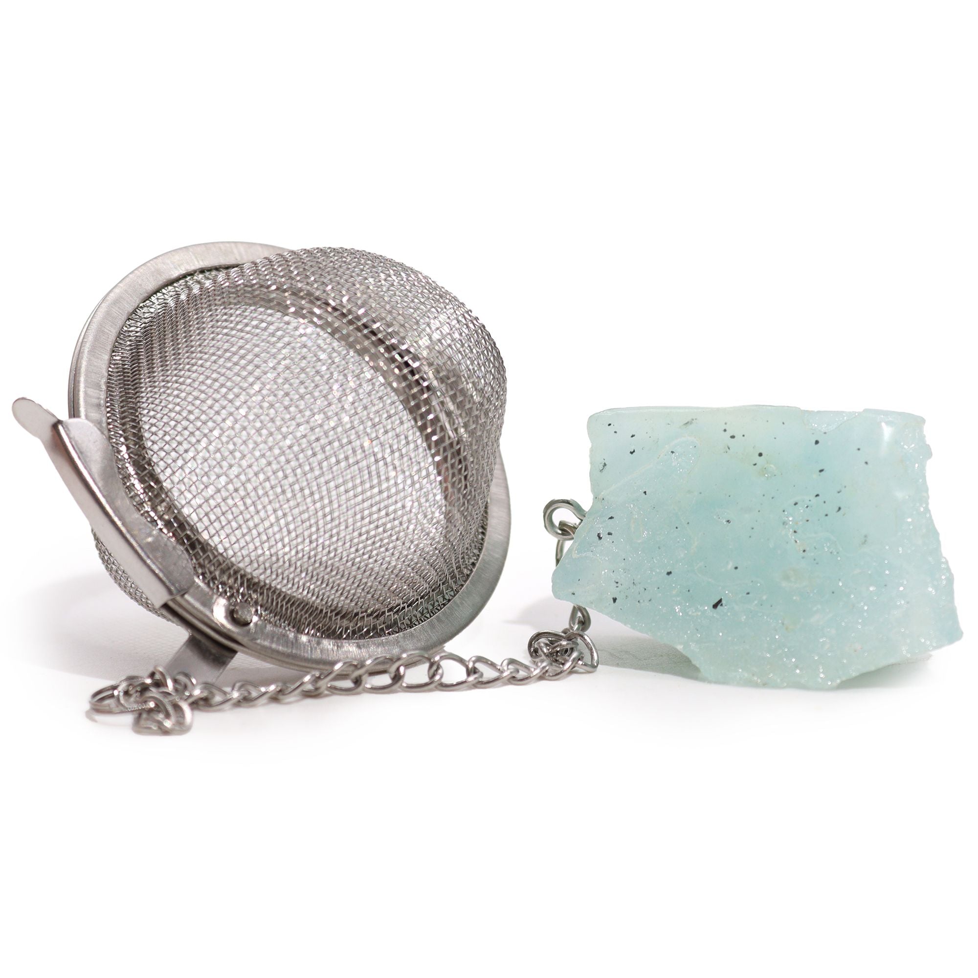 Raw Crystal Gemstone Tea Strainer - Aquamarine Raw Crystal Gemstone Tea Strainer