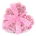 Set of 24 Soap Flower Heart Box - Pink Roses Luxury Soap Flowers