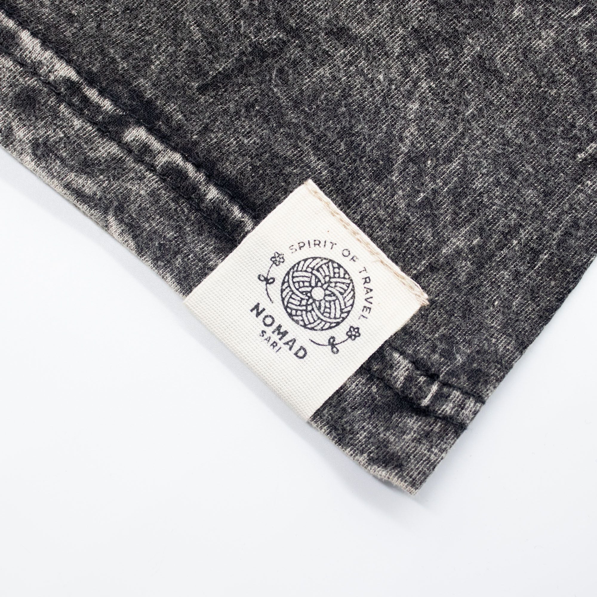 Nomad Sari Stonewashed Cotton T-Shirt - Compass of Life - Charcoal - Unisex - Truly Yours
