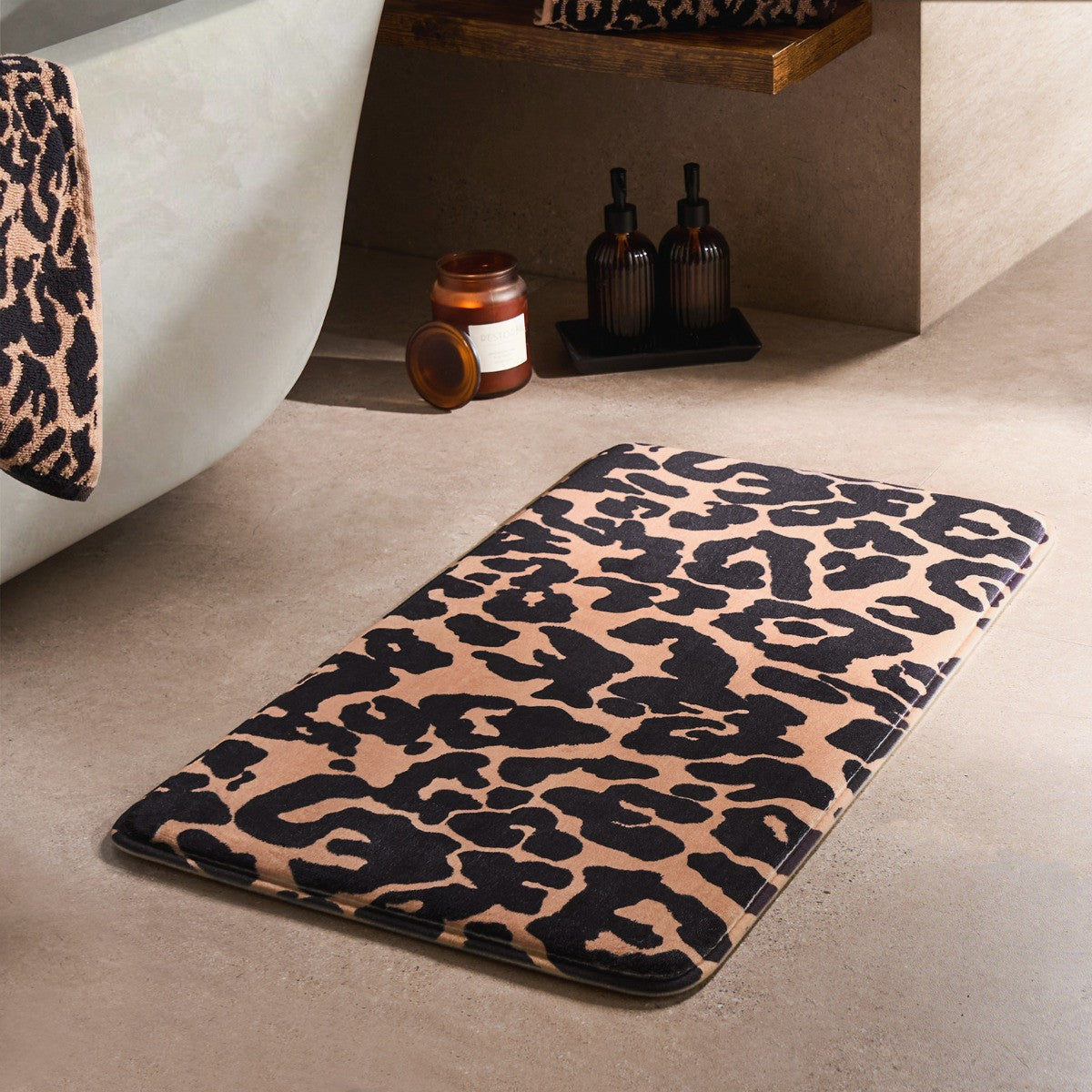 Leopard Print Bath Mat - Natural Bath mat