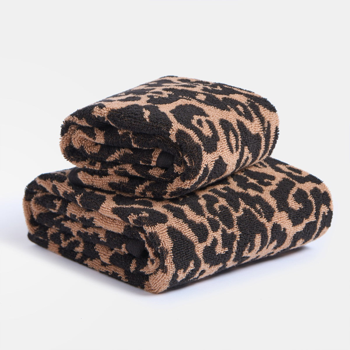 100% Cotton Jacquard Leopard Towel - Natural Towels