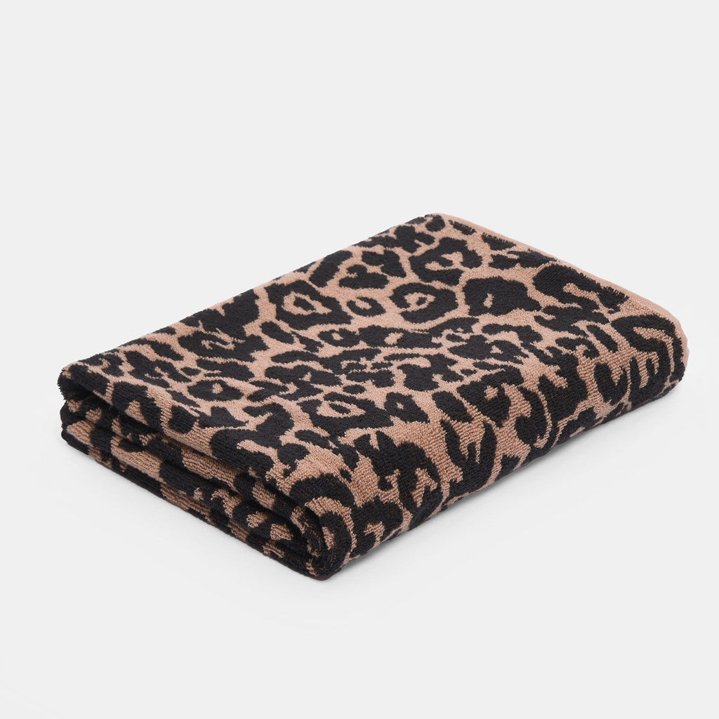 100% Cotton Jacquard Leopard Towel - Natural Towels