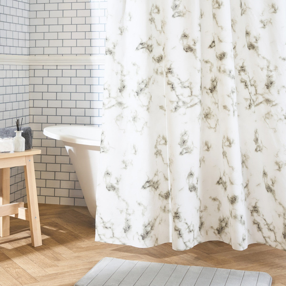 Marble Shower Curtain - Grey/White