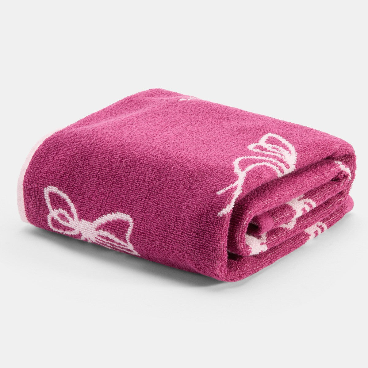 100% Cotton Bow Print Towel - Burgundy