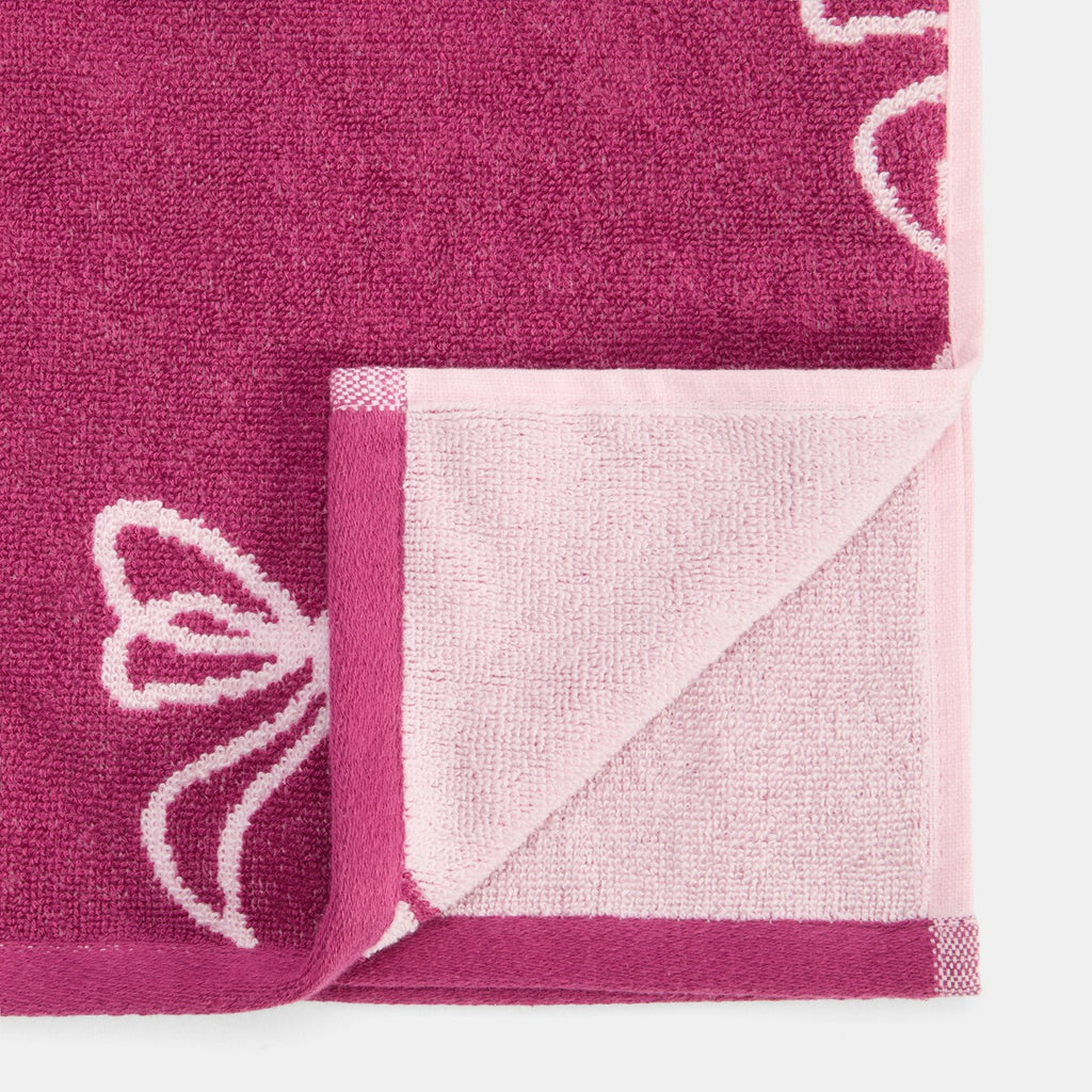 100% Cotton Bow Print Towel - Burgundy