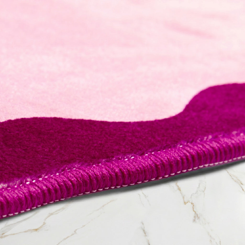 Bow Print Velvet Bath Mat - Burgundy/Pink