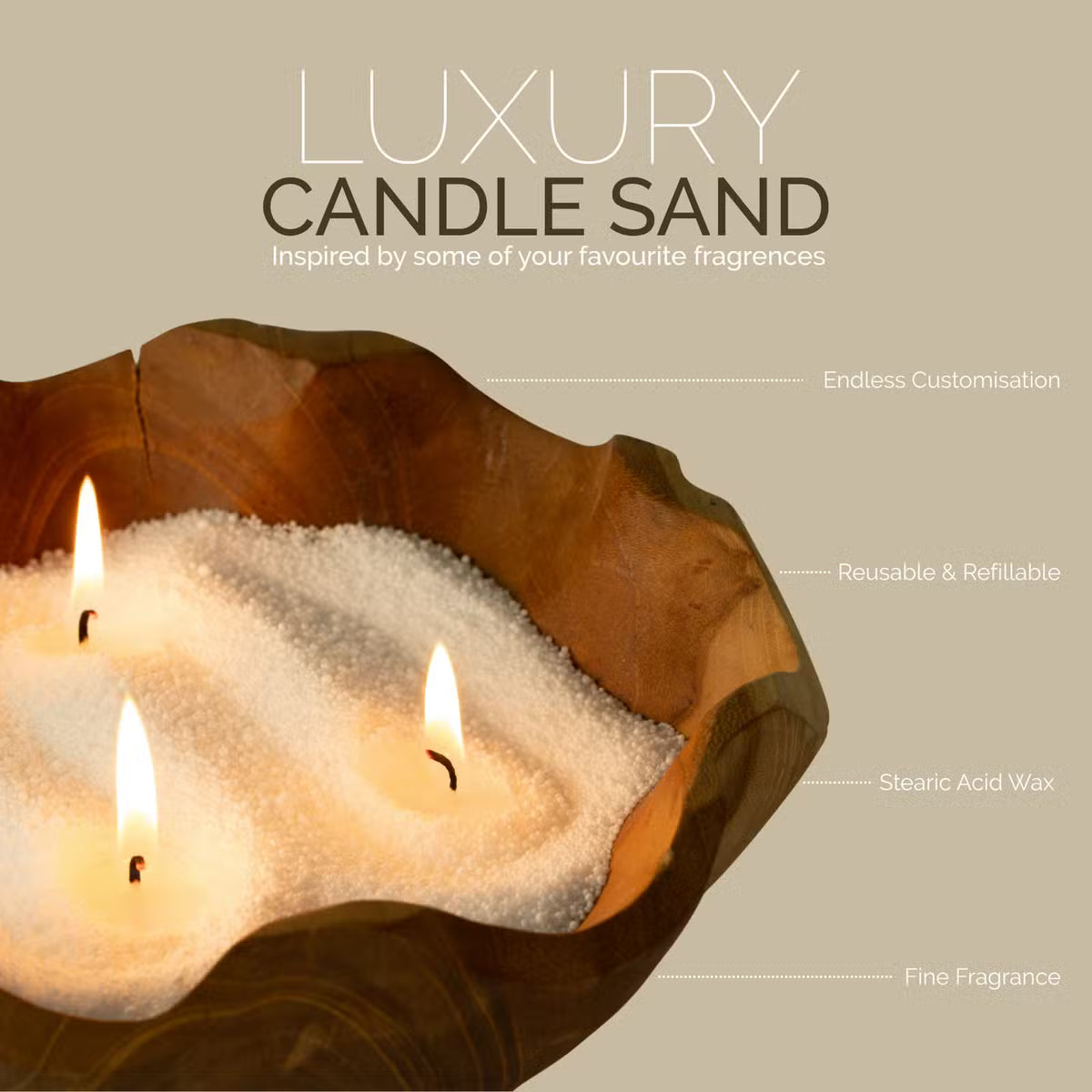 Fragranced Candle Sand - Chocolate Brown - Millionaire Gold - 300g